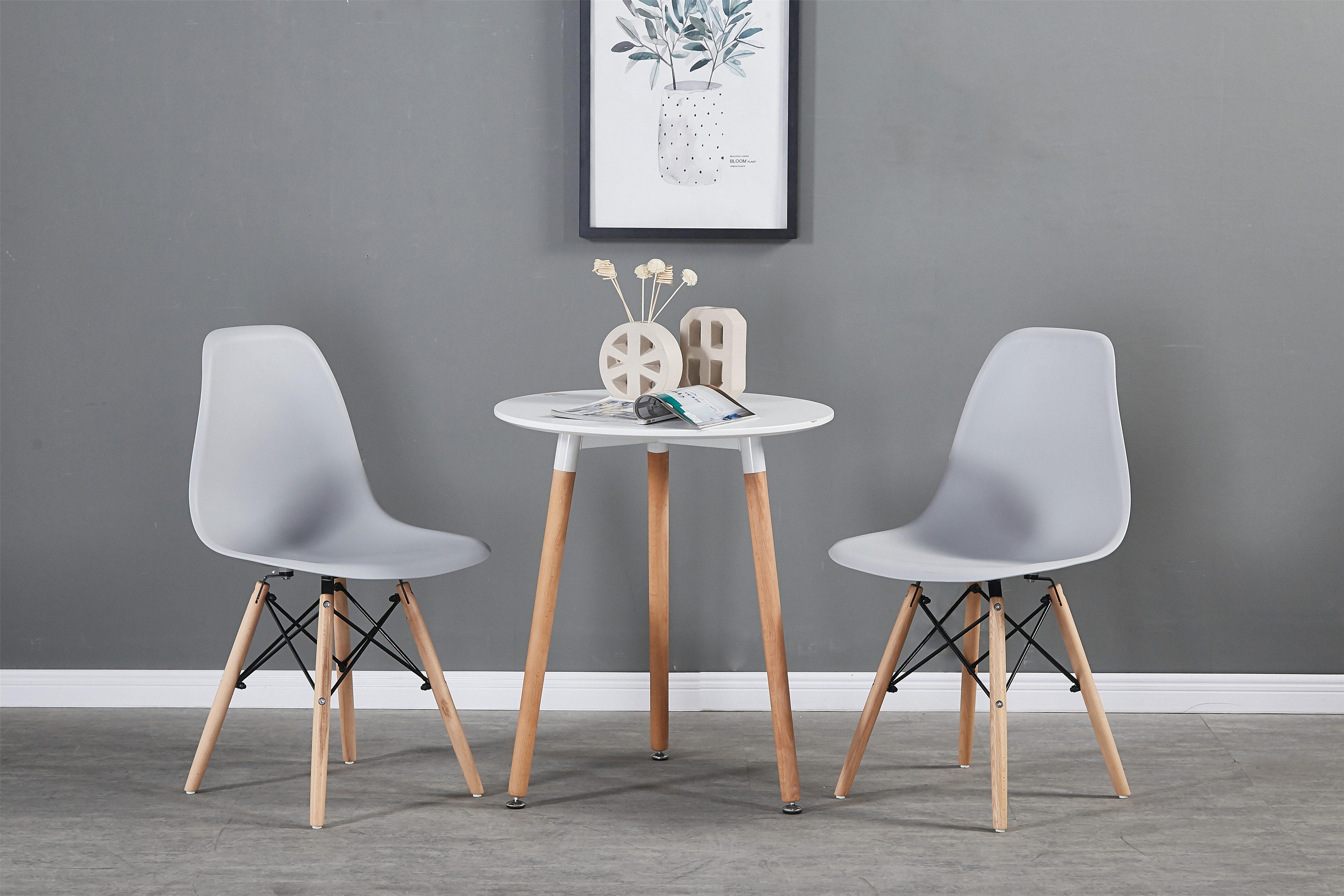 2 Pack Shell Lounge Plastic Chair Dining Room Chairs with Solid Wood