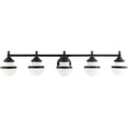 thumbnail image 2 of 42.5 inch 5 Light Black Bathroom Vanity light fixture with White Glass Shade, 2 of 7