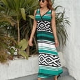 thumbnail image 6 of Tribal Pattern Blue White Dress Fashion Boho Beach Long Dresses Female Party Printed Maxi Dress, 6 of 9