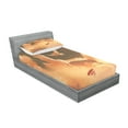 thumbnail image 2 of Ambesonne Fantasy Fitted Sheet & Pillow Sham Set, Plane in Sunset Cloud, Twinxl, Cream Blue, 2 of 2