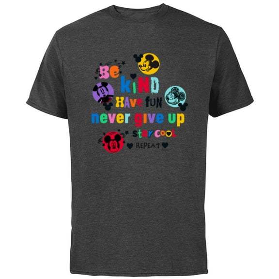 Disney Mickey Mouse Be Kind Have Fun Never Give Up Stay Cool - Short Sleeve Cotton T-Shirt for Adults - Customized-Charcoal
