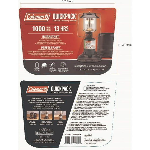 Coleman Quick-Pack 810 Lumens 2-Mantle Propane Lantern with Carry