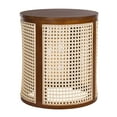 thumbnail image 3 of Christopher Knight Home 15.7" Round End Table, Hollow Woven Rattan Side Table, Wood Frame, Dark Brown, 3 of 9