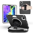 thumbnail image 1 of SaniMore for iPad Pro 11" 4th/3rd/2rd/1st Generation 2022/2021/2020/2018 Case with Pencil Holder Kickstand, 3-Layer Protection Cover with Shoulder Strap Handle Shockproof Protective Shell, Black/White, 1 of 7