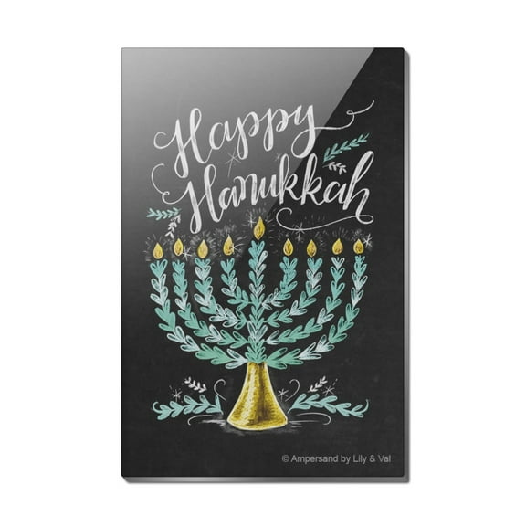 Happy Hanukkah Menorah Rectangle Acrylic Fridge Refrigerator Magnet
