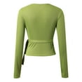 thumbnail image 6 of Shirts For Women Tees Tops V Neck Drawstring Versatile Long Sleeve Slim Plus Size Clothes, 6 of 8