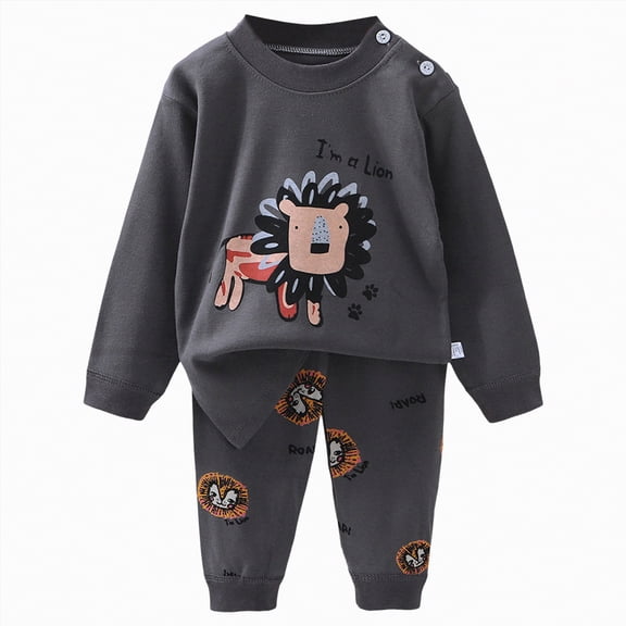 HCNTES Cute Toddler Boy Loungewear Teddy Bear Graphic Pajamas 2-Piece Set for Naptime
