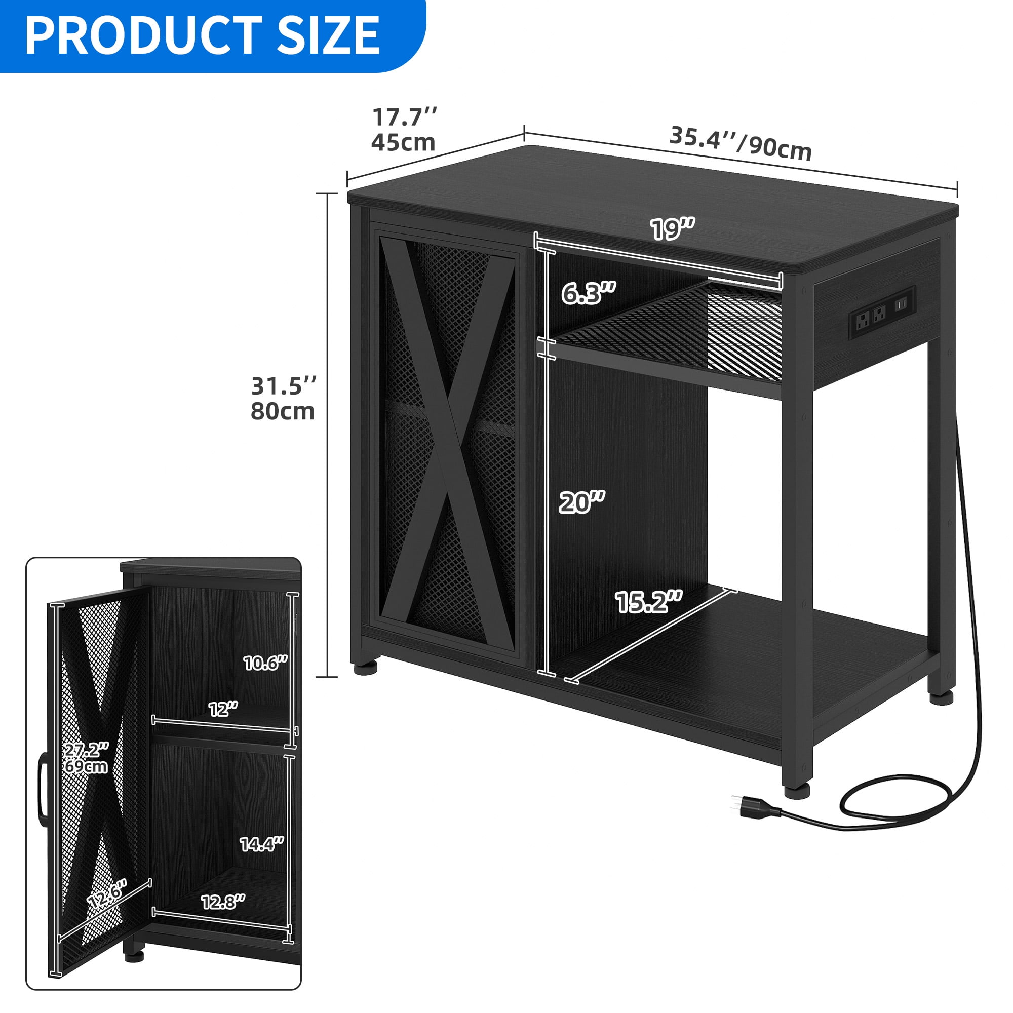 Uforic  40-50 Gallon Fish Tank Stand with Power Outlets & LED Light, Heavy Duty Metal Wood Aquarium Stand with Storage Cabinet for Turtle Tank, Reptile Terrarium, 680LBS Capacity, Black