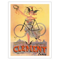 Cycles Clément Bicycles - Paris - Dunlop Tires - Vintage Advertising Poster by Jean de Paleologue c.1898 - Fine Art Matte Paper Print (Unframed) 20x26in
