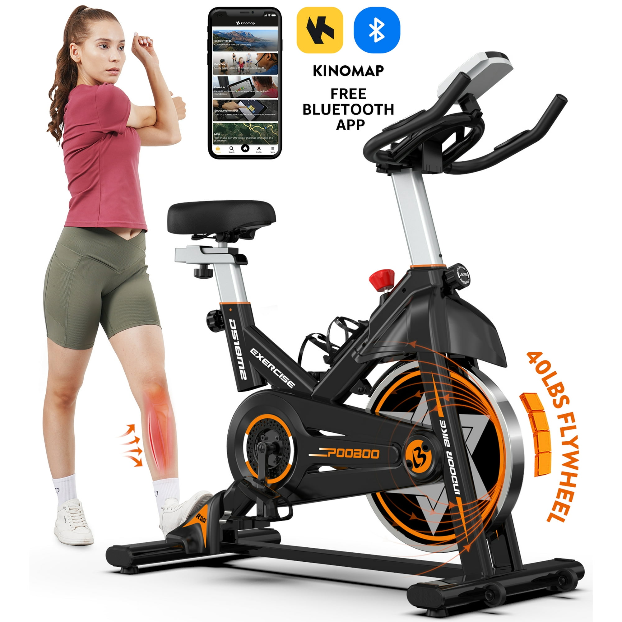 Pooboo Indoor Cycling Bike Exercise Bikes Stationary 8 Levels Magnetic Resistance for Home Cardio Workout Machine 350lb
