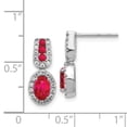 thumbnail image 2 of Auriga 14k White Gold Diamond and Ruby Drop Stud Earrings for Women (L- 0.67 inch, W- 0.28 inch), 2 of 6