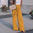 thumbnail image 3 of Pantalones Elegantes Pantalones plisados ​​cómodos de lino de algodón Traje de dama de oficina de damas sueltas (Amarillo XXL) Cgtredaw para Mujer Amarillo T S, 3 of 6