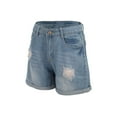 thumbnail image 6 of Distressed Jean Shorts Women, Audhol Women's High Waisted Denim Shorts Casual Ripped Summer Hot Short Jeans Distressed Jeans Shorts with Pockets Stretch Denim Shorts Women Blue XL, 6 of 9