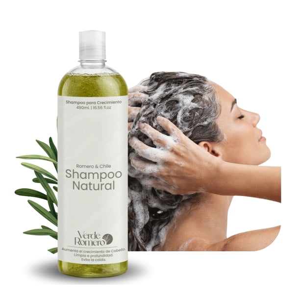 Verde Romero Shampoo 490ml. | Activador Capilar con Romero y Capsaicina Limpieza Profunda y Fortalecimiento Uso Diario