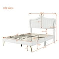 thumbnail image 4 of Queen Size Upholstered Bed Frame with LED Lights, Modern Princess Bed Frame with Crown Headboard, 4 of 8