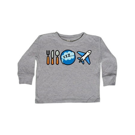 

Inktastic Airplane Eat Sleep Fly Gift Toddler Boy or Toddler Girl Long Sleeve T-Shirt