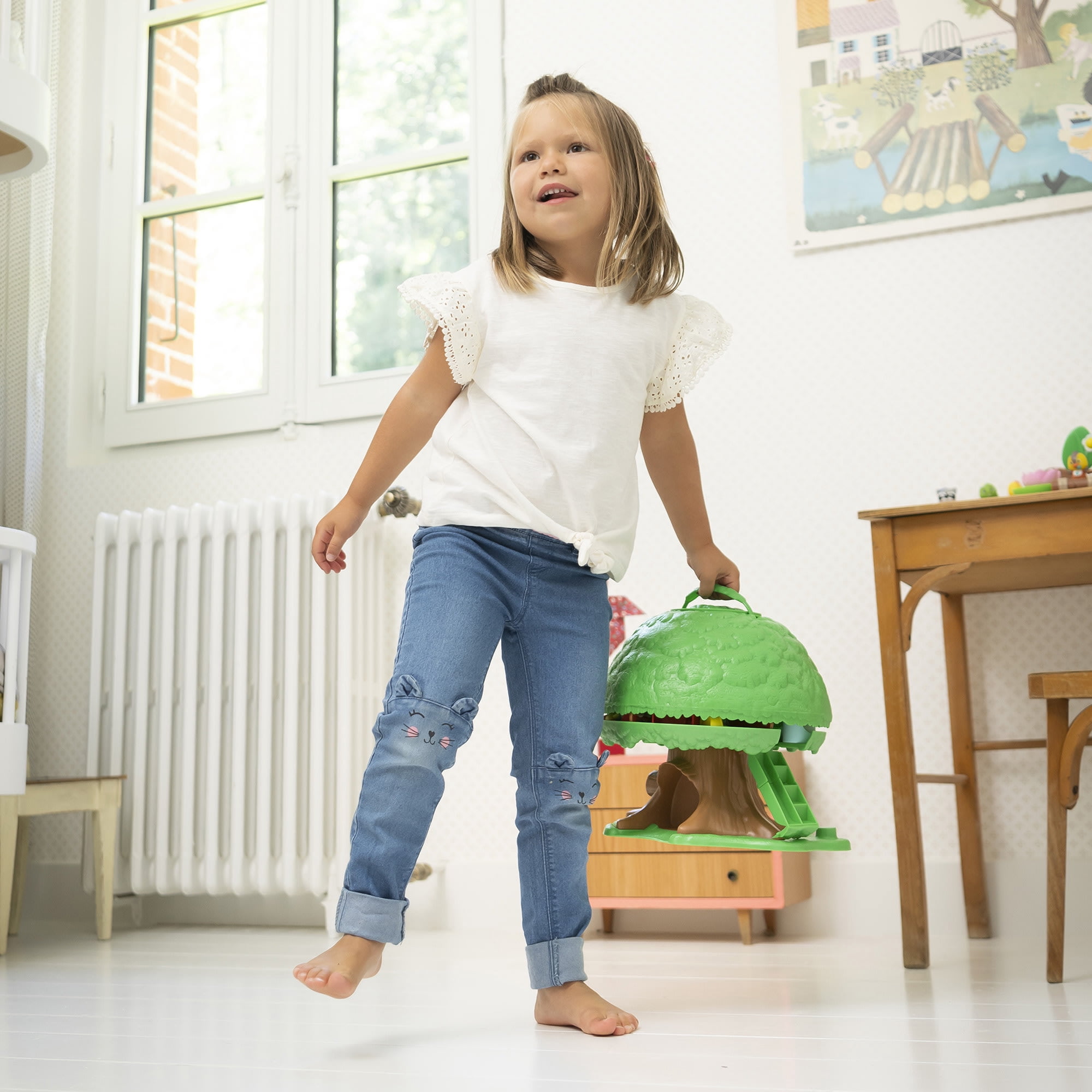 Timber Tots: The Magic Tree House - 16pc Nature Playset, 2 Animal Figurines, Toy Car & Furniture Accessories, Pop-Up Room Reveal, Kids-Toddlers 18Mo+