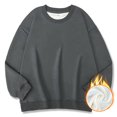 thumbnail image 2 of GigrtiJin Mens Fleece Sweatshirt Long Sleeved Round Neck Thickened Warm Pullover Top Sports Solid Casual Sweatshirt, 2 of 7