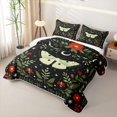 thumbnail image 3 of jejeloiu Folk Floral Moth Twin Quilt Set For Girls,Botanical Pattern Twin Coverlet Set,Black Red Green,2 Pieces, 3 of 7