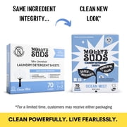Molly’s Suds Laundry Detergent Sheets | Gentle on Sensitive Skin, Stain-Fighting | Liquidless & Plastic-Free Packaging | 70 Loads (Ocean Mist)