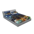 thumbnail image 2 of Ambesonne Scenery Fitted Sheet & Pillow Sham Set, NYC Midtown Skyline, Queen, Royal Blue, 2 of 2