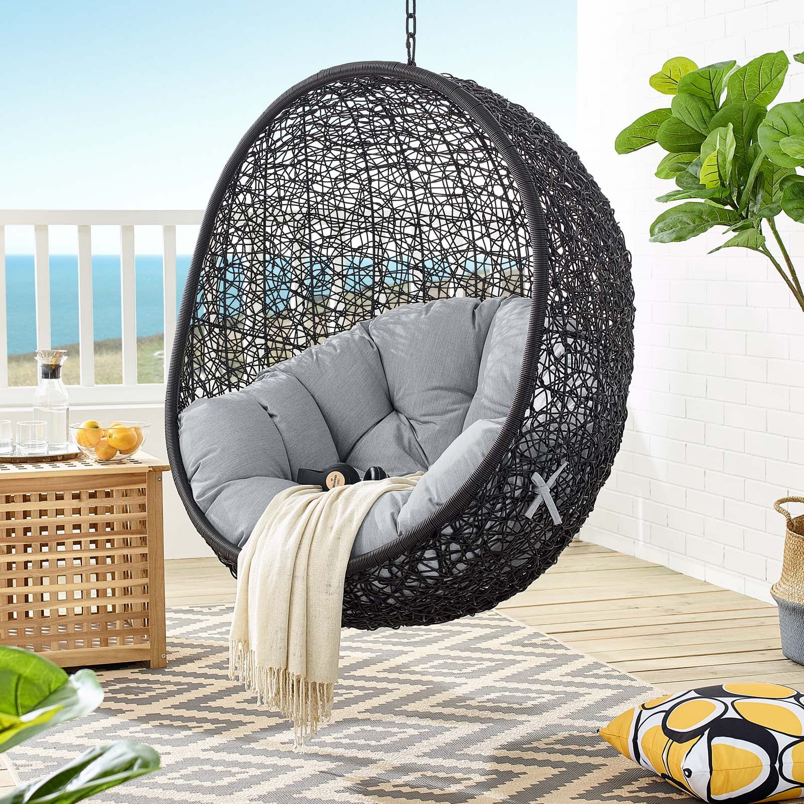 Modway Encase Sunbrella® Fabric Swing Outdoor Patio Lounge Chair