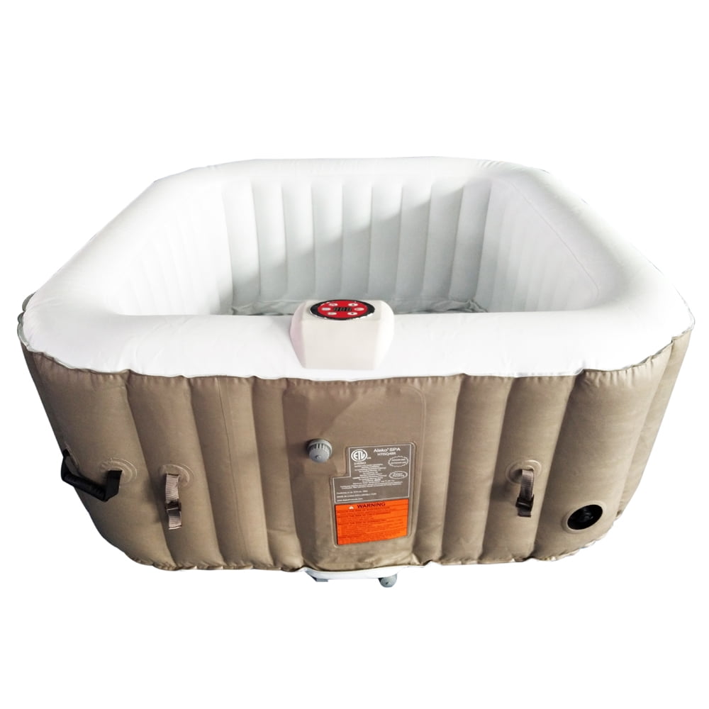 ALEKO HTISQ4BR Square Inflatable Hot Tub Spa With Cover 4 Person