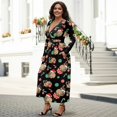 thumbnail image 3 of Tutolipy Capybara Printed Dresses for Women Long Sleeve Maxi Dresses V Neck A Line Dress Wedding Guest Holiday Beach Long Dress, S, 3 of 7