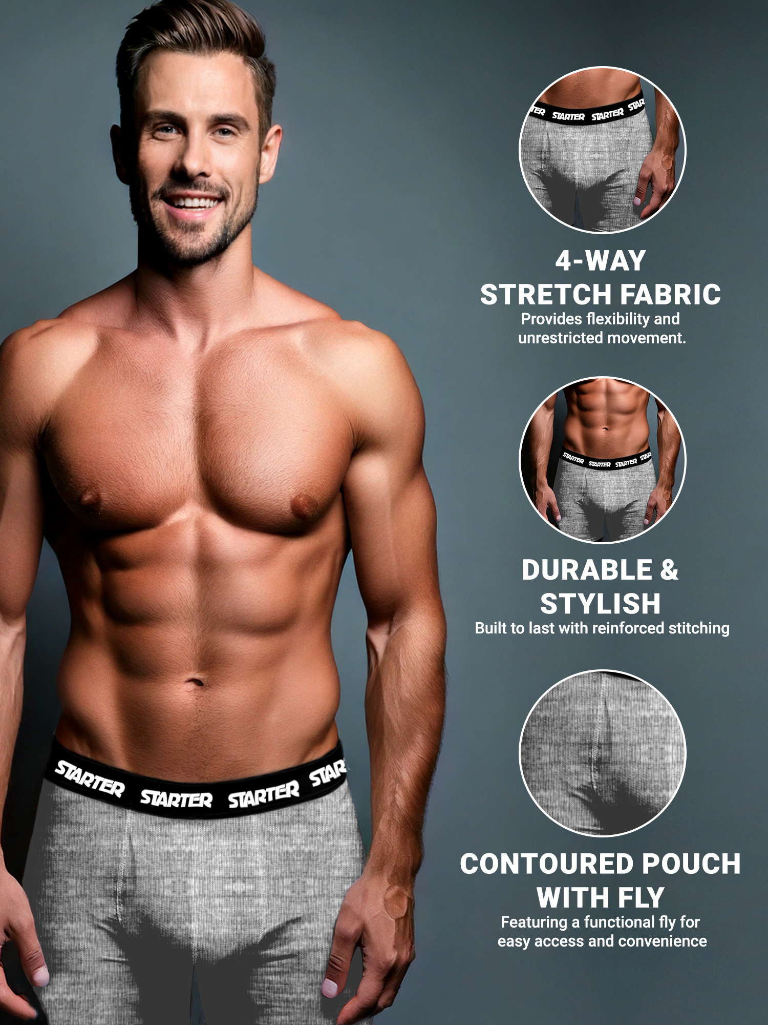 Starter Men's Stretch Cotton Boxer Briefs, 6-Pack photo 6