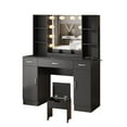 thumbnail image 3 of Veanerwood Large Makeup Vanity with Lights, Bedroom Vanity Table with Charging Station, Modern Dressing Table, 45.2in, Black, 3 of 9