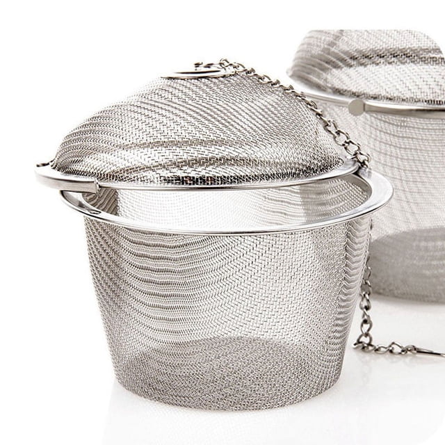 MYG Stainless Steel Tea Infuser Ball Strainer Mesh Filter for Loose Leaf Tea Spices with Chain 11cm Diameter for Hot Cold Beverage
