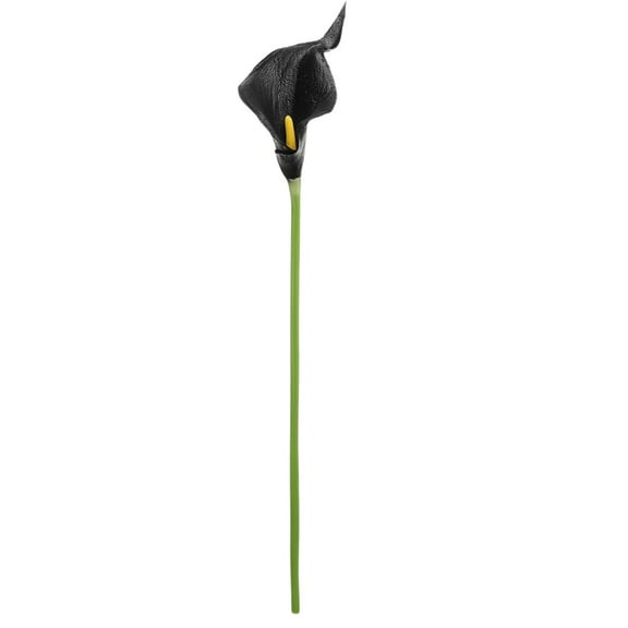 Ikeay Single Artificial Calla Lily Flower, Pu Realistic Floral Stem for Wedding Table Decoration, Home Kitchen Centerpiece, No Vase Included Black