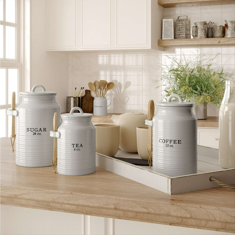 noonberry canister sets for kitchen counter, farmhouse canisters