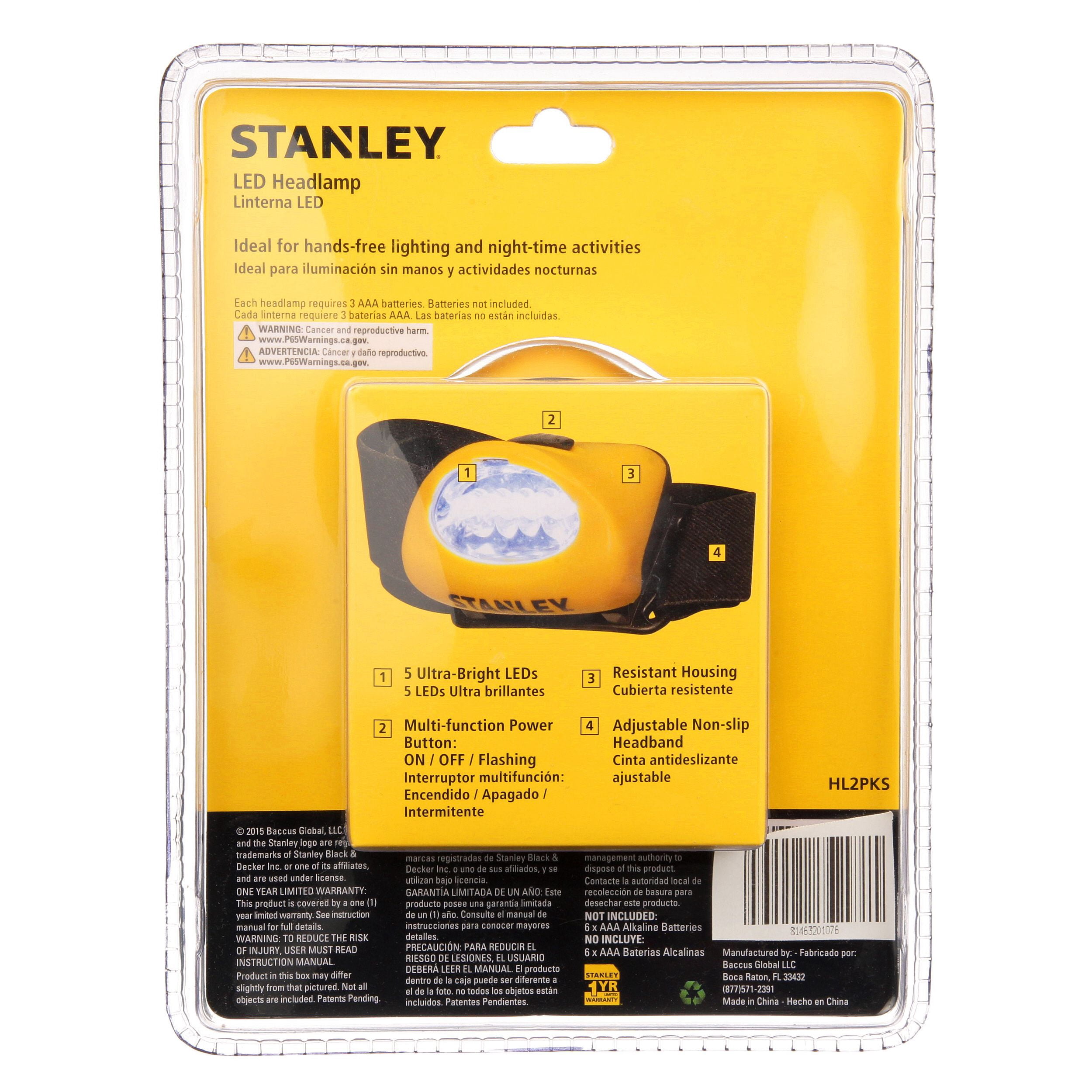 STANLEY Twin Pack 5-LED Alkaline Hands Free Headlamp (HL2PKS