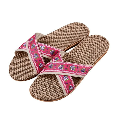 

Cathalem Women Slippers Size 10 Slippers For Fashion Ladies Women Breathable Bohemia Beach Slip On Women Thong Slippers Size 12 Red 7.5