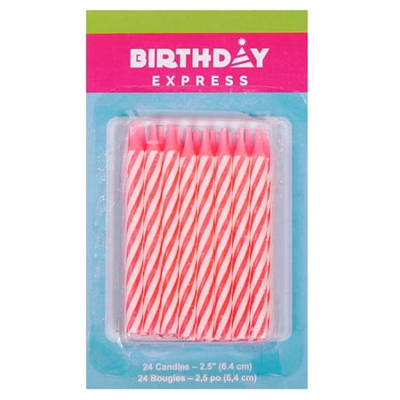 - Oasis Supply Candy Stripe Birthday Candles, 2.5-Inch, Pink