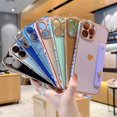 thumbnail image 3 of SaniMore for iPhone 13 Pro Max Slim Electroplated Love Case, Flexible TPU Case with Adjustable Kickstand & Wrist Strap Full Body Protective Case for iPhone 13 Pro Max Girls Ladies Women, Mint, 3 of 8