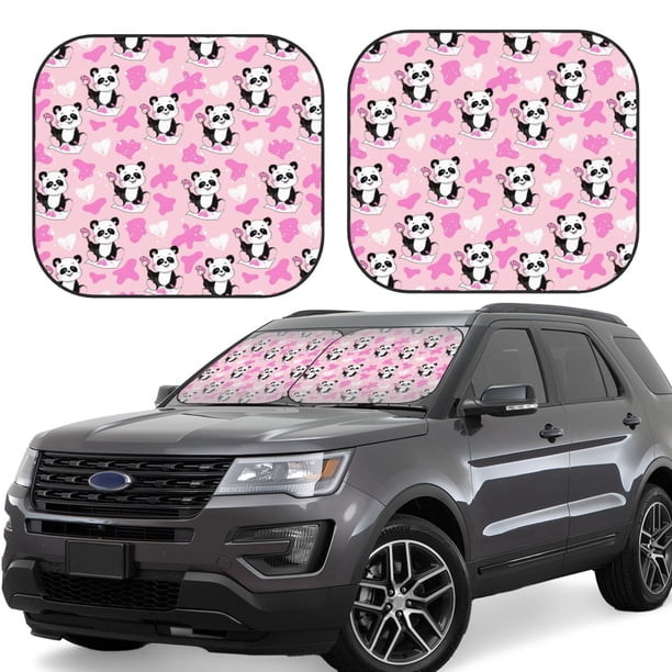 Fotbe Funny Panda Draws A Heart Juego de 2 Piezas de Parasoles para Parabrisas | Bloqueador Solar para Auto | Accesorios Plegables para Protección Solar Interior-Small