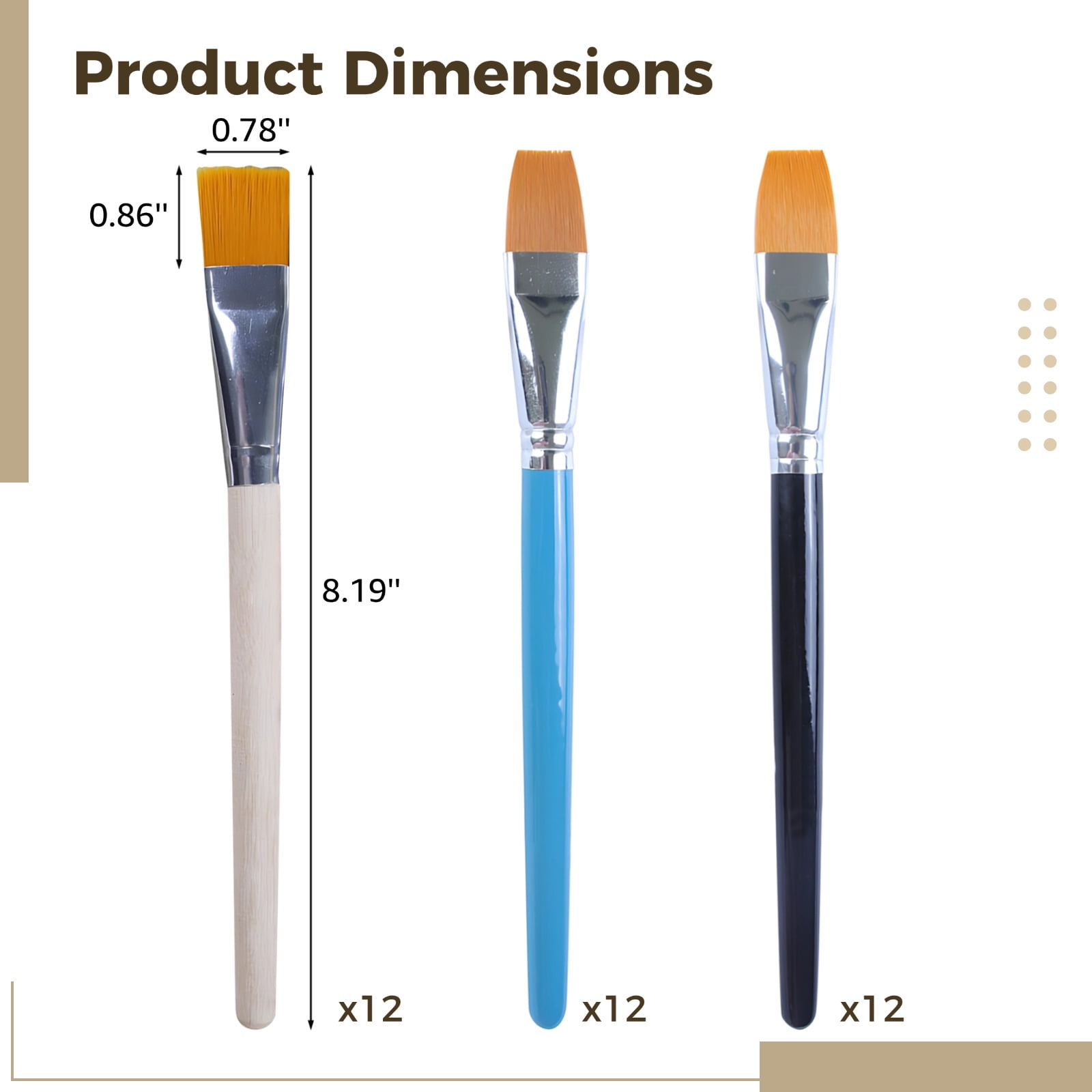 Bulk Paint Brushes for Acrylic Painting, 36PCS Nylon Flat Head Brushes with Wooden Handles, Acrylic Paint Brushes for Face Painting and Oil Art, Large Painting Brushes for Professionals and Beginner