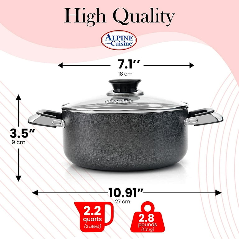 Alpine Cuisine 18 Quart Non-stick Stock Pot with Tempered Glass Lid and  Carrying Handles, Multi