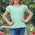 thumbnail image 5 of THDHVS Shirts for Girls,Girls Tops,Kid's Short Sleeve Solid Color T-shirt Round Neck Half Sleeve Casual Versatile Top Green 9-10 Years, 5 of 7