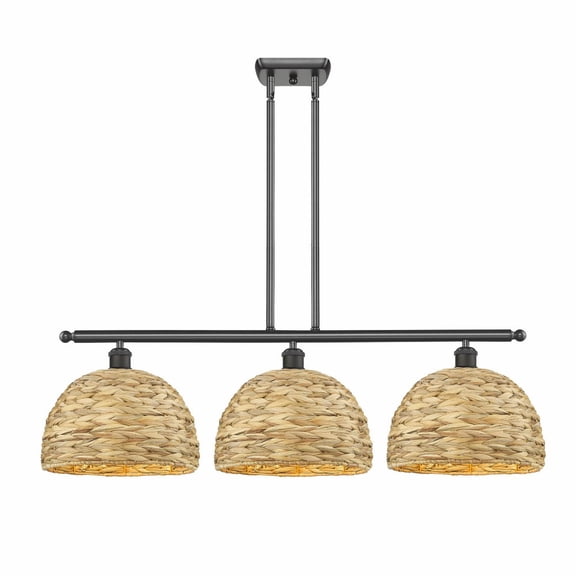 Innovations Lighting - Woven Ratan - 3 Light Island In Farmhouse Style-12.5
