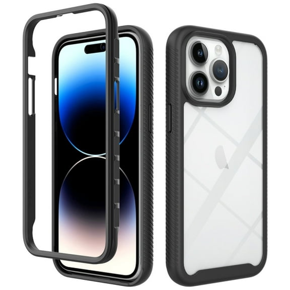 Military Grade Transparent Armor Case for iPhone 15 Pro Max - Black