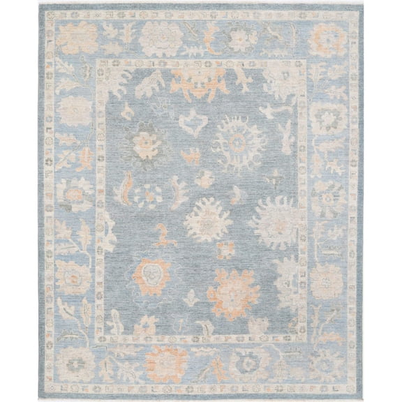 Hand Knotted Oushak Wool Rug - 8'1'' x 9'10''