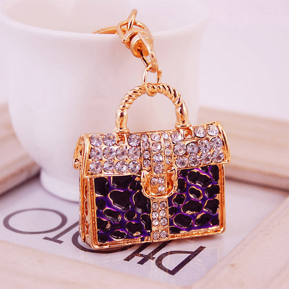 Leopard Print Bag Keychains for Women Bling Bag Key Ring for