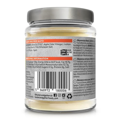 Hunter & Gather Egg Free Olive Oil Mayo 250g, British Import (Pack of 2)