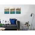 thumbnail image 2 of Teal Wall Art Modern Abstract Pictures Cityscape Canvas Skyline Painting Bathroom Decor, Grey Blue Turquoise Artwork Framed for Living Room Bedroom Home Office Wall Decor, Set 12"x16"x3 Panels, 2 of 6