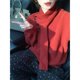 thumbnail image 4 of Suéter rojo vintage MEXZT para mujer con bufanda, jerséis de punto, jerséis navideños de manga larga, jerséis casuales coreanos para otoño e invierno, 4 of 4