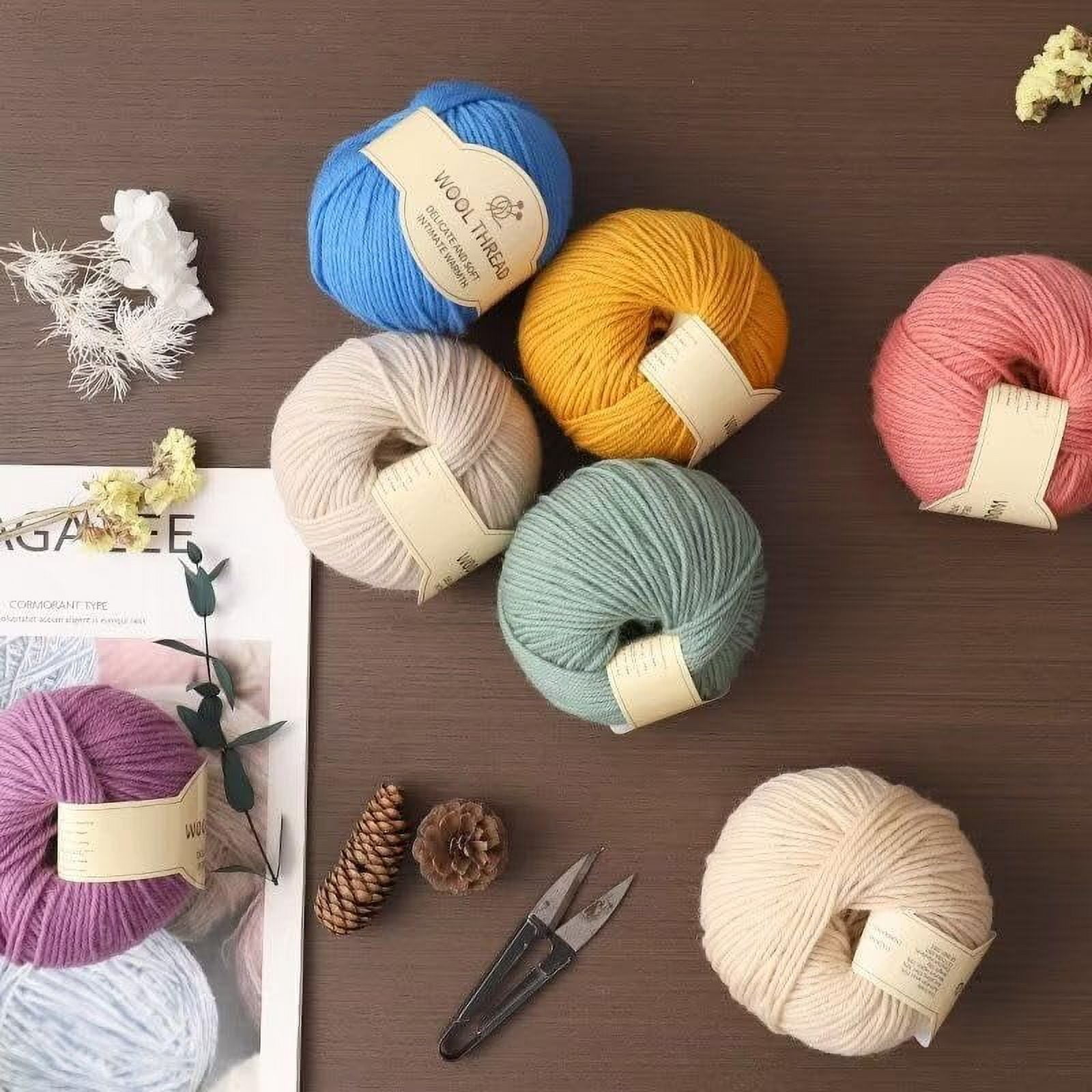 FENG4 Groups Australian Wool Yarn 4 ply of Medium Thick Hand Knit Non-Pilling Wool Blend Soft Yarn for Hand Knitting & Crocheting (Purple)-240810