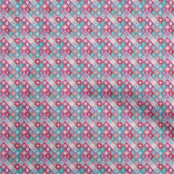 oneOone Silk Tabby Turquoise Green Fabric Asian Kilim Sewing Material Print Fabric By The Yard 42 Inch Wide